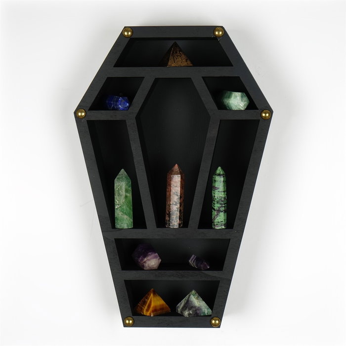 Hanah Home Cry038 Estantería decorativa de pared de madera maciza Negra Hanah Home Cry038 Estantería decorativa de pared de madera maciza Negra